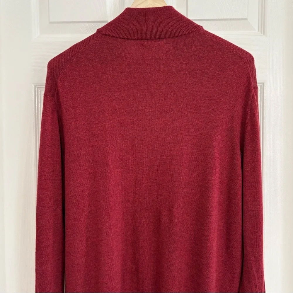 UNTUCKit 'Belguardo' Red 100% Extra Fine Merino Wool 1/4 Zip Sweater Men XL - Picture 8 of 12
